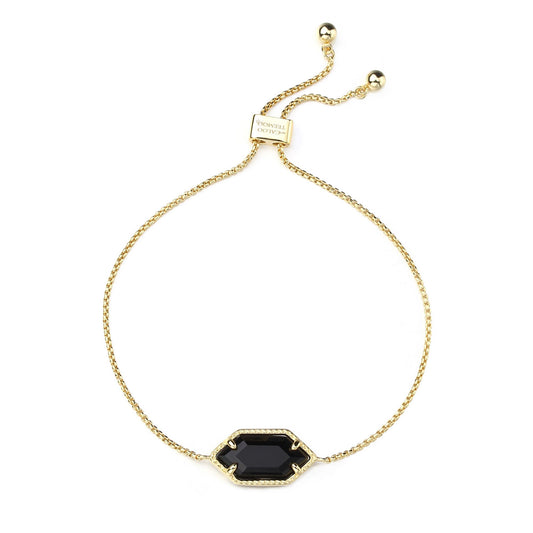 CALOO TEEMOO 14k Gold Plated Bracelets with Black Crystal