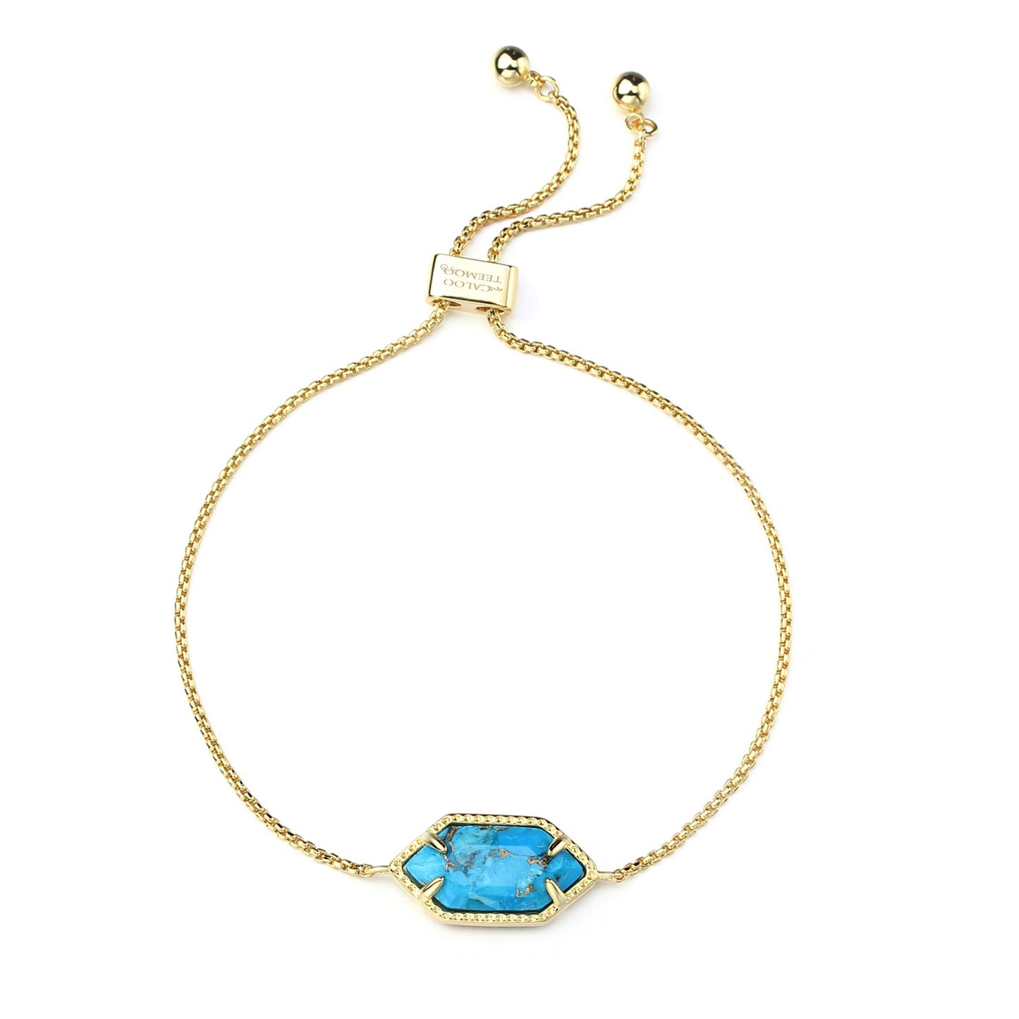 CALOO TEEMOO 14k Gold Plated Bracelets with Turquoise Pendant