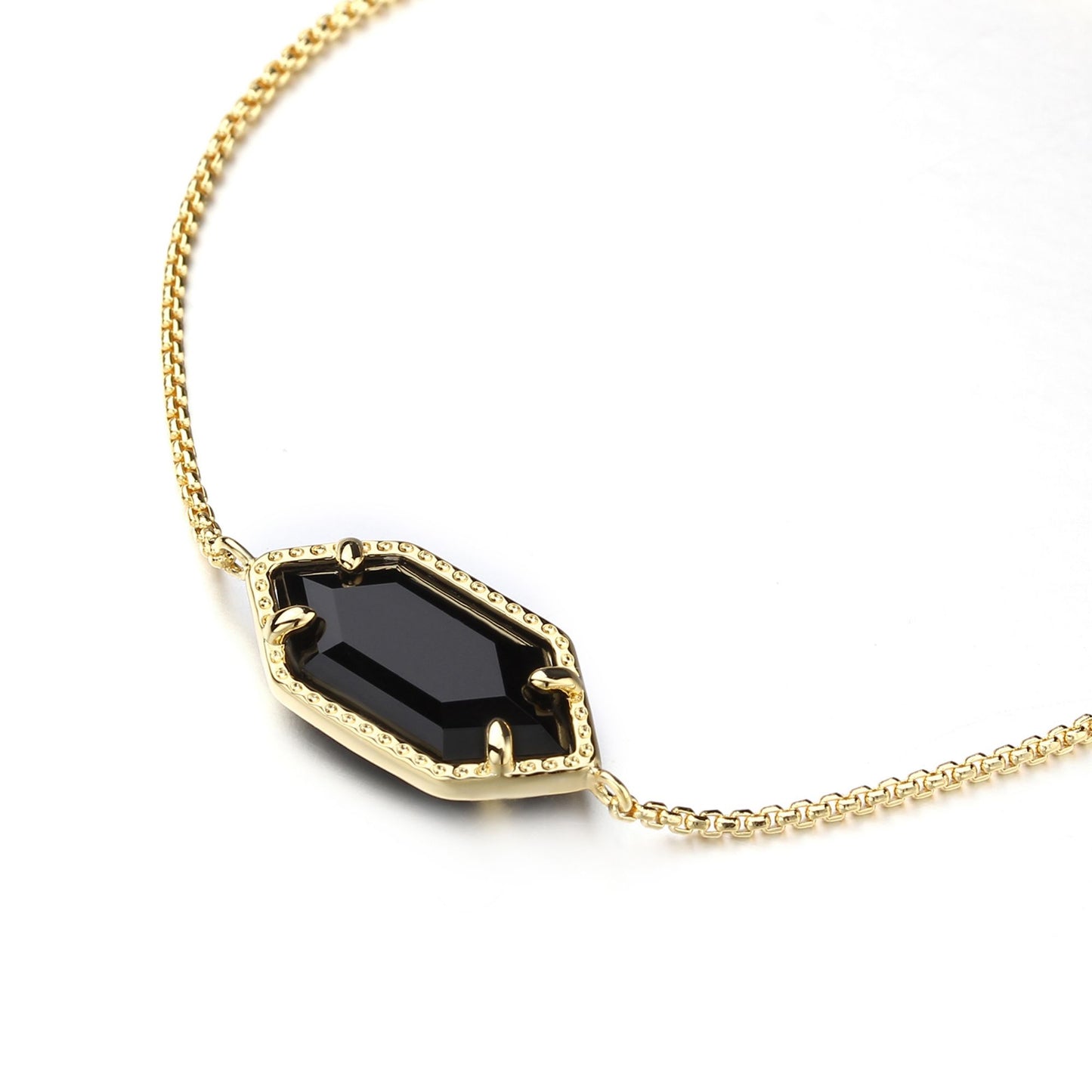 CALOO TEEMOO 14k Gold Plated Bracelets with Black Crystal